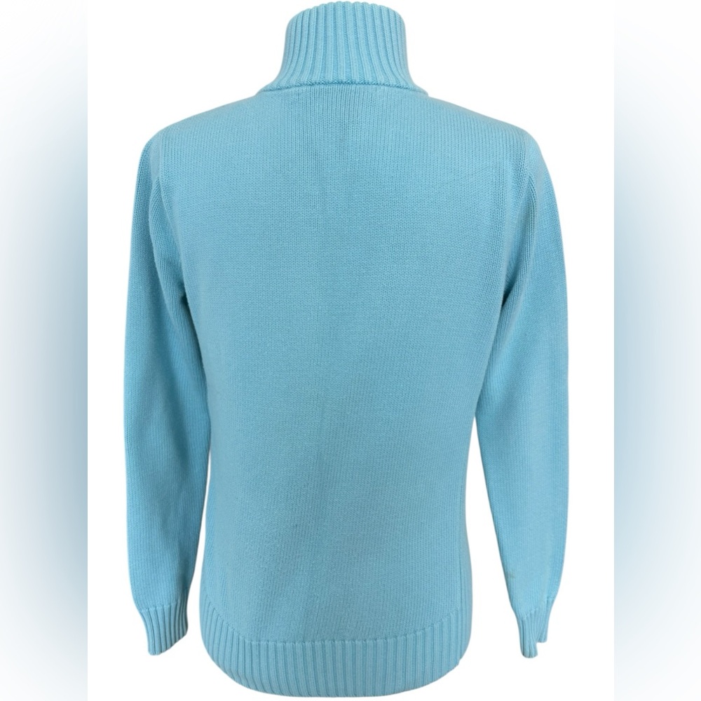 Polo Ralph Lauren Golf W’s Full Zip Sweater Small Aqua sky blue Jacket cotton - Picture 4 of 14
